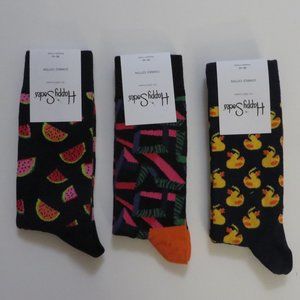 NWT Happy Socks Men Women Unisex Adults 3-Pack Mix Color - V3
